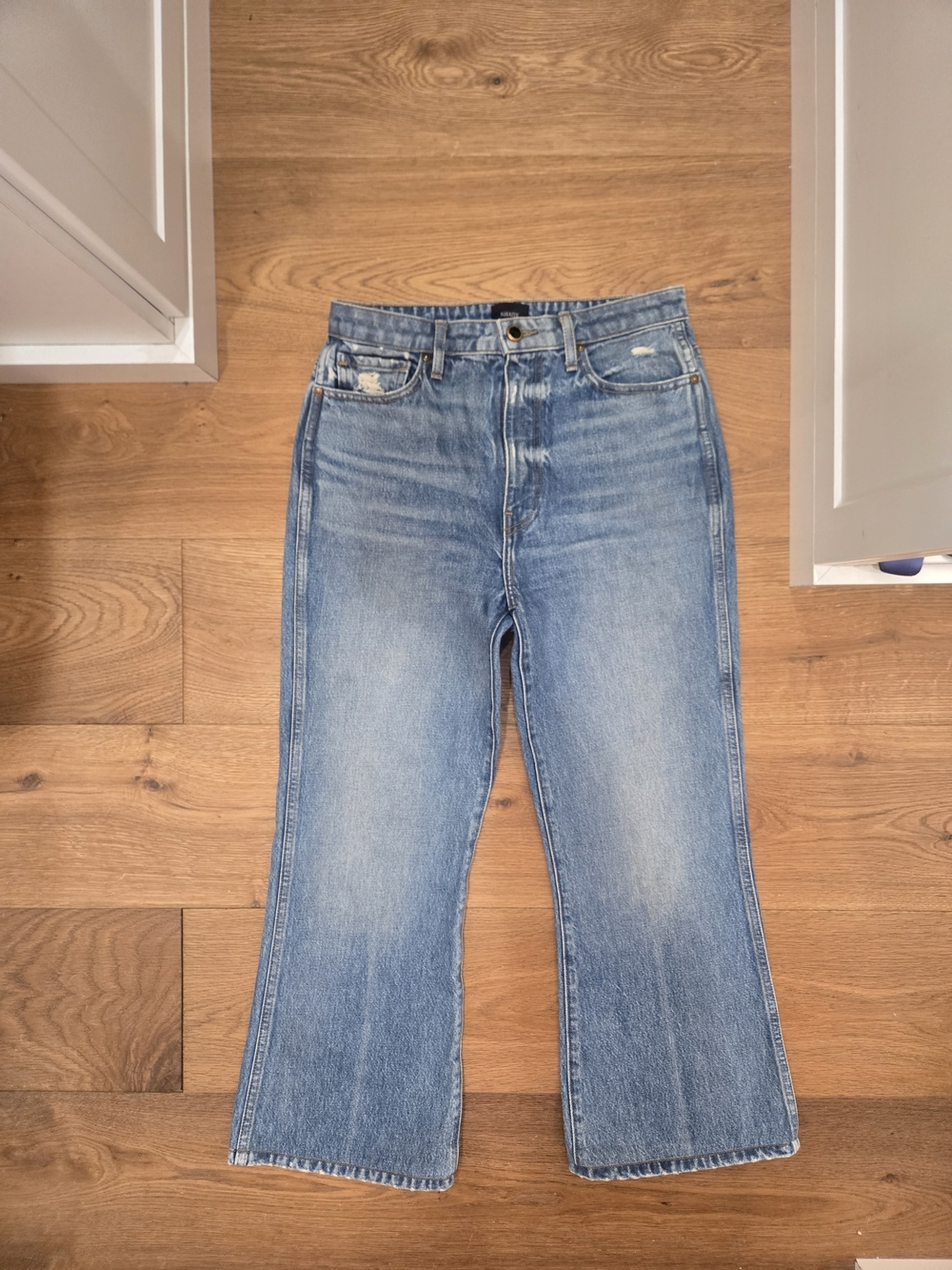 KHAITE Light Blue High-Rise Flare Jeans
